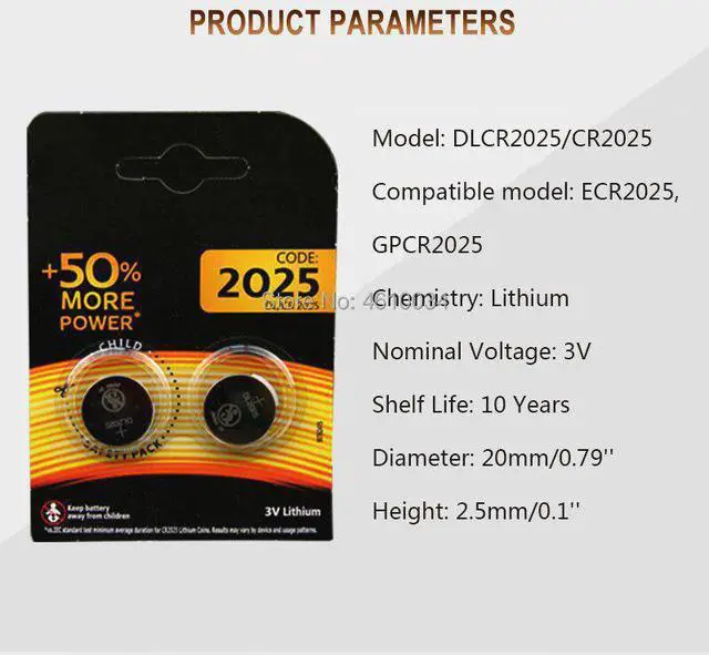 Alt view image 2 of 6 - 6pcs brand  battery for DURACELL cr2025 3v button cell coin batteries for watch computer cr 2025