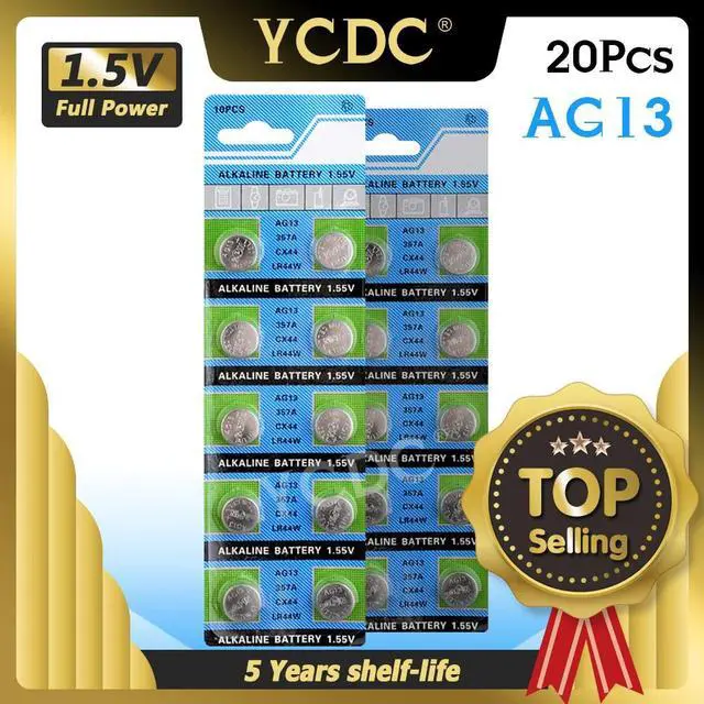 Main image of 20x LR44 A76 AG13 Alkaline Coin Cell S76 S76E SR1154 SR44 SR44SW SB-A9 SG13 SP303 SR44W SR47 V13GA V303 V357 Button Battery