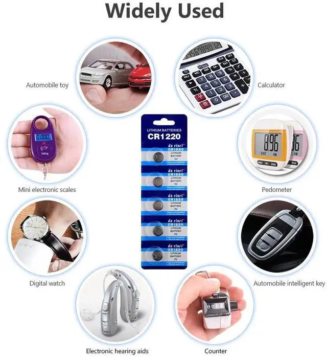 Alt view image 5 of 5 - 10Pc 3V Button Batteries CR1220 DL1220 BR1220 LM1220 Cell Coin Lithium BatteryCR 1220 For Watch Electronic Toy Remote