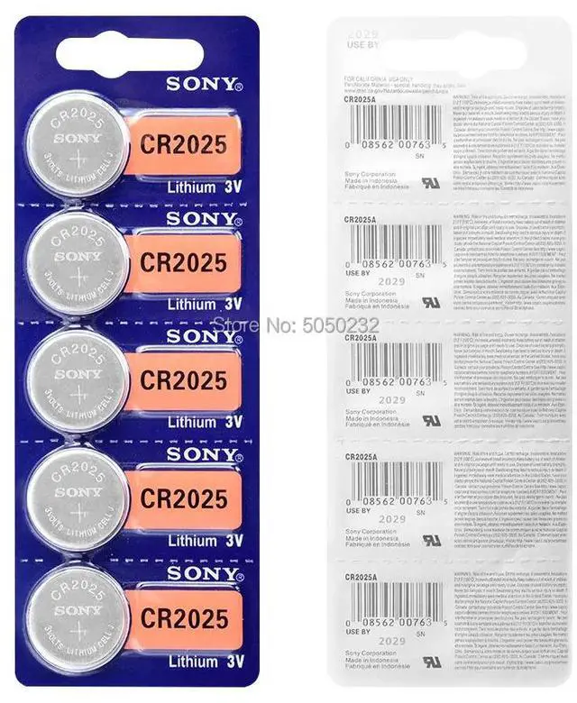 Alt view image 5 of 6 - 5PCS FOR SONY cr2025 Button Cell Batteries cr 2025 DL2025 LM2025 3V Lithium Coin Battery For Watch Weight Scale
