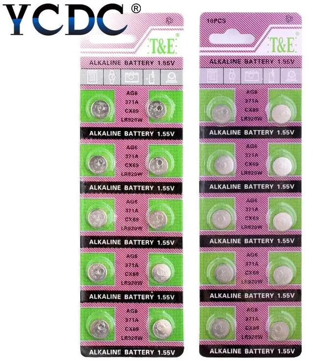 Alt view image 3 of 6 - 10pcs/pack AG6 LR920 371 L921 Button Batteries SR927 171 Cell Coin Alkaline Battery 1.55V 371A CX69 LR920W For Watch Toys Remote