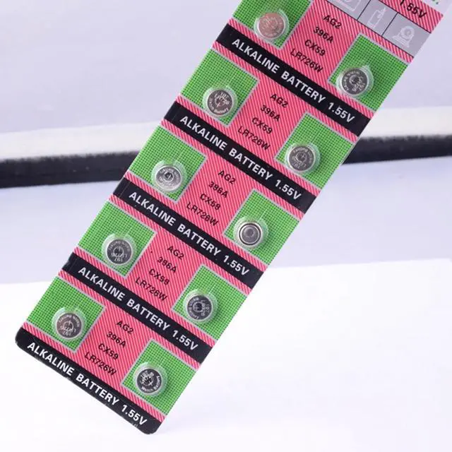 Alt view image 4 of 5 - 10 Pcs 1.55V AG2 Alkaline Batteries For Watch Toys Clocks G2 396A LR726 SR726W GP397 1164SO SR59W SR726 Coin Button Cell