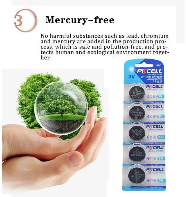 Alt view image 5 of 6 - 5Pcs/Lot PKCELL CR2325 3V BR2325 ECR2325 CR 2325 Lithium Battery Button Cell Batteries