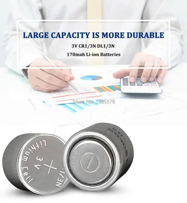 Alt view image 4 of 5 - 3PCS 3V 170mAh Lithium Battery Cells 3V CR-1/3N CR13N M6 M7 DL-1/3N CR1/3N Button high-discharge high current Battery