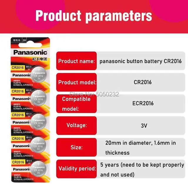 Alt view image 2 of 6 - cr2016 5PCS brand  battery for 3v button cell coin batteries for watch computer cr 2016 For Toys