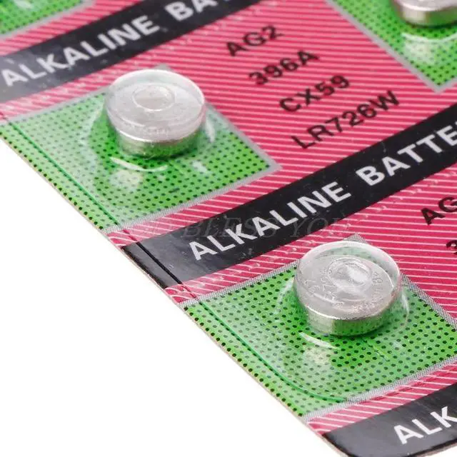 Alt view image 2 of 5 - 10PCS Alkaline Batteries AG2 1.5V G2 396A LR726 SR726W GP397 1164SO SR59W SR726 Coin Button Cell Watch Toys Clocks Drop Shipping