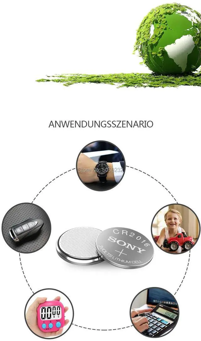 Alt view image 6 of 6 - 5pcs FOR SONY CR2016 Button Batteries 3V CR 2016 LM2016 BR2016 DL2016 Cell Coin Lithium Battery For Watch Electronic Toy Remote