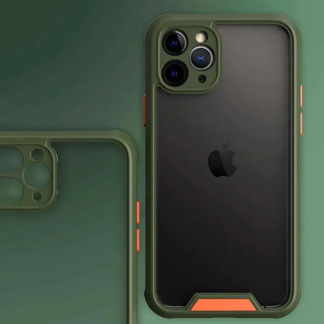 Alt view image 6 of 6 - Armor Transparent Shockproof Bumper Phone Case For iPhone SE 11 Pro Max X XR XS Max 7 8 Plus Camera Protection Acrylic+TPU Cover
