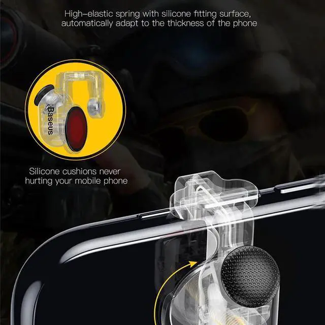 Alt view image 4 of 6 - Baseus Gamepad Joystick For PUBG Joypad Trigger Fire Button Aim L1 R1 Key L1R1 Shooter Controller For PUBG Mobile Phone Game Pad