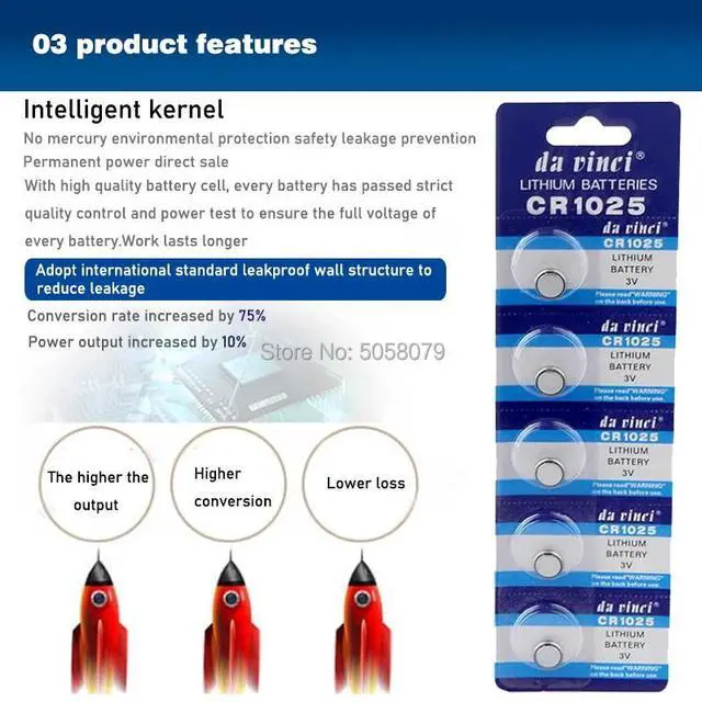 Alt view image 2 of 6 - 10pcs/pack CR1025 Lithium Button Battery DL1025 BR1025 KL1025 Cell Coin Batteries 3V CR 1025 For Watch Electronic Toy Remote