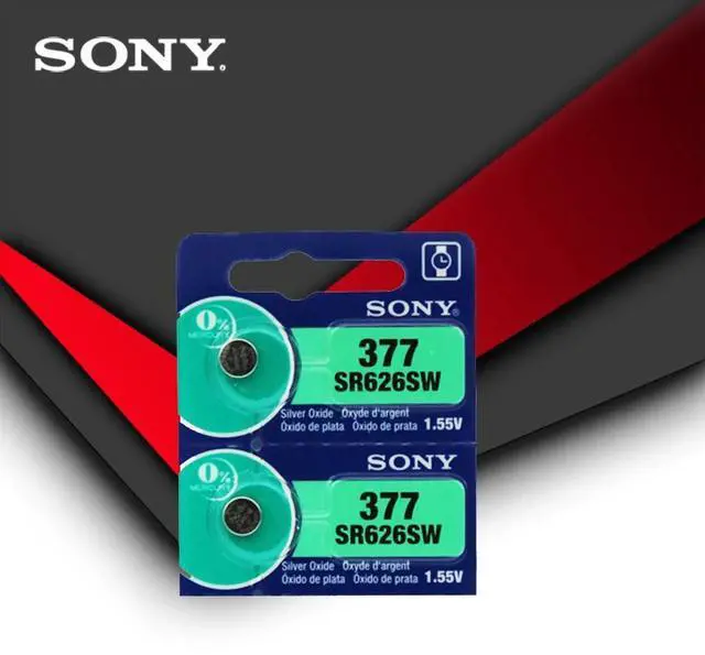 Main image of 2pcs Sony 377 SR626SW SR626 AG4 1.55V Silver Oxide Watch Battery SR626SW 377 Button Coin Cell MADE IN JAPAN