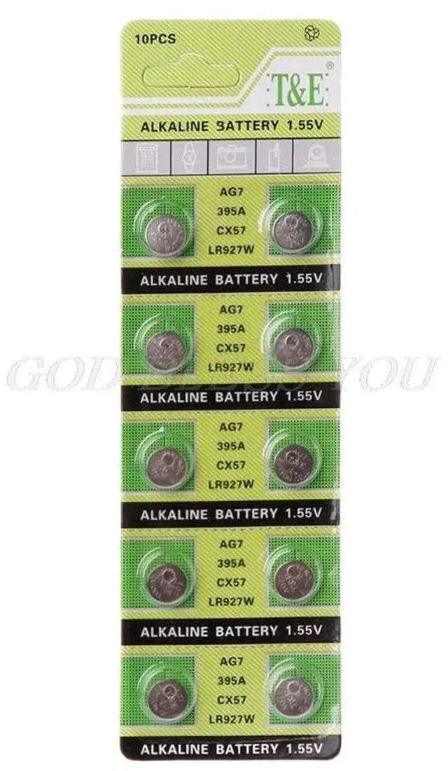 Alt view image 3 of 6 - 10PCS Alkaline Battery AG7 1.55V Button Coin Cell Watch Batteries LR927 LR57 SR927W 399 GR927 395A Drop Shipping