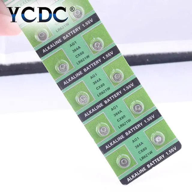 Alt view image 6 of 6 - 20pcs 1.55V AG1 LR621 SR621 164 Button Battery LR621W CX60 364A Cell Coin Alkaline Batteries TR621SW For Watch Toys Calculators