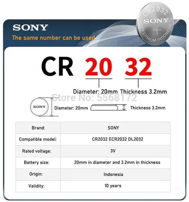 Alt view image 3 of 6 - 20pcs/lot for sony CR2032 3V Lithium Battery For Watch Remote Control Calculator CR2032 2032 button cell coin batteries