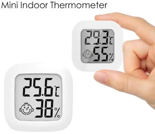 Main image of Mini Thermometer Hygrometer Indoor Thermometer Room Temperature Gauge Monitor Meter with Smiley design