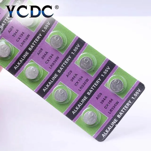 Alt view image 4 of 4 - 10pcs 1.55V AG9 LR936 394 Button Batteries SR936 194 SR936SW CX194 Cell Coin Alkaline Battery For Watch Digital cameras