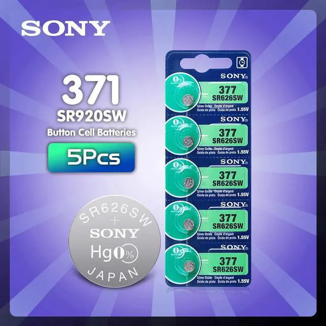 Main image of 2020 5pcs Sony 377 SR626SW SR626 AG4 GP377 L626 1.55V Silver Oxide Watch Battery SR626SW 377 376 Button Coin Cell