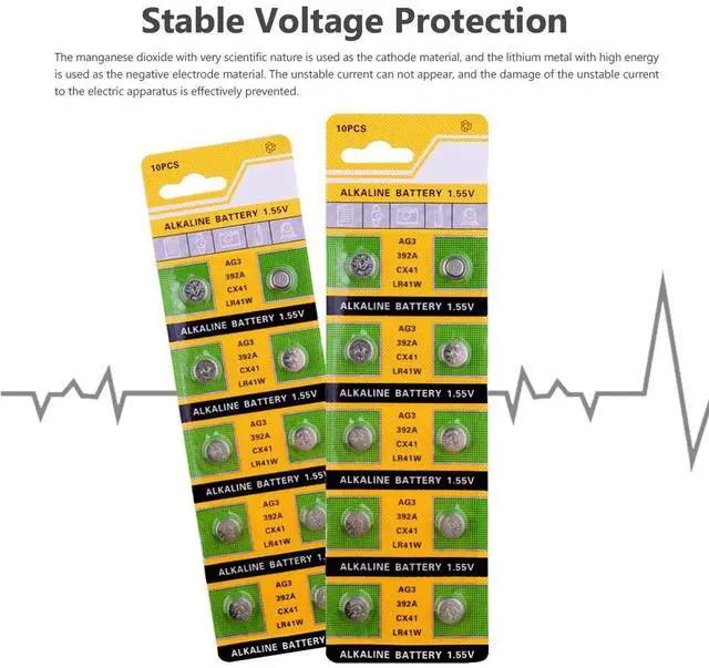 Alt view image 4 of 5 - 30pcs AG3 SR41 192 Button Battery 392A L736 LR41 392 384 Alkaline Battery Counter Electronic Instrument Battery Replacement