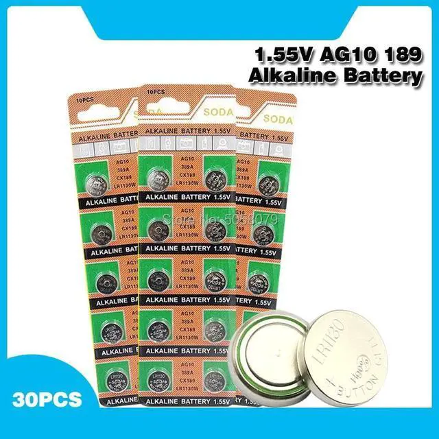 Main image of 30PCS/pack AG10 LR54 Cell Coin Alkaline Battery for Watch Toys Remote 1.55V SR54 389 189 LR1130 SR1130 Button Batteries