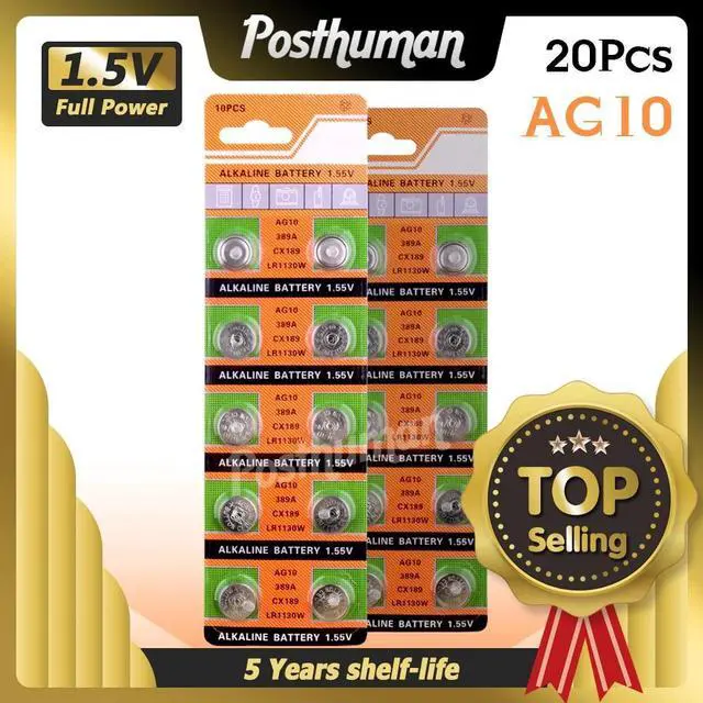 Main image of 20Pcs AG10 Calculators Computers 1.55V LR54 189 Alkaline LR1130 L1131 389 Batteries Button Cell Coin For Clocks Watches Battery