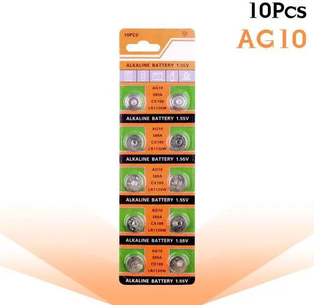 Alt view image 3 of 6 - AG10 10pcs/pack SR1130 Button Batteries 189 LR1130  LR54 Cell Coin Alkaline Battery 1.55V SR54 389 189 For Watch Toys Remote