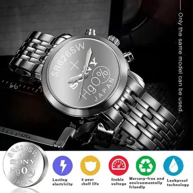 Alt view image 3 of 6 - 10PCS SONY 377 SR626SW 1.55V Silver Oxide Button Cell Battery 626 SR626 V377 AG4 for Watch Toys Single grain packing