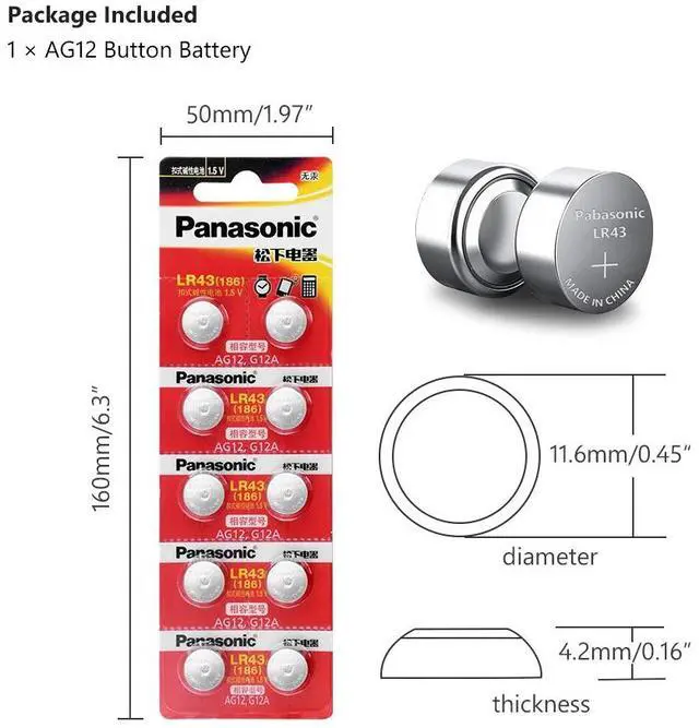 Alt view image 2 of 6 - AG12 Battery LR1144 LR43 Coin Button Cells 1.5V Alkaline For Watch Toys digital camera camcorder PDA MP3 player 10Pcs