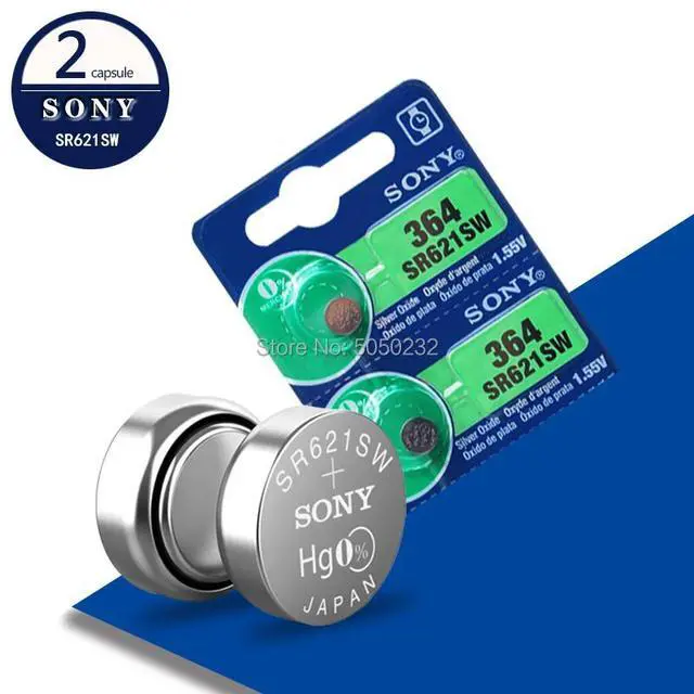 Main image of 2pcs  For Sony 1.55V 364 SR621SW V364 SR60 SR621 AG1 Watch Battery Button Coin Cell Batteries MADE IN JAPAN