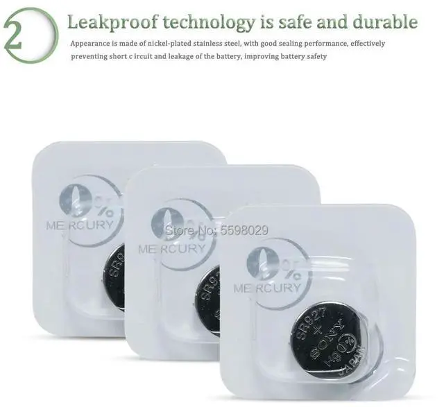 Alt view image 2 of 6 - 4pcs Fast Selling SONY AG7 Silver Oxide G7 LR57 LR927 SR927W 395 Coin Button Cell 1.55V For Watch Battery Single grain packing