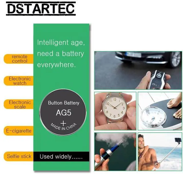 Alt view image 4 of 6 - 10pcs 30mAh 1.55V AG5 AG 5 G5 393A LR48 LR754 15 193 LR48 D309 399 RW28 Button Batteries For Watch Toys Remote Cell Coin Battery