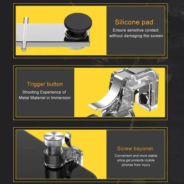 Alt view image 5 of 6 - 2pcs/lot R11 Metal Smart Phone Mobile Gaming Trigger For PUBG Mobile Gamepad Fire Button Aim Key L1 R1 Shooter Pubg Controller