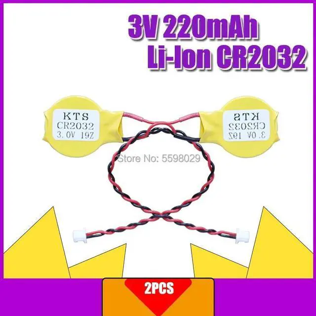 Main image of 2pcs KTS CR2032 CR2032W 3V 220mah lithium battery for CMOS BIOS Computer motherboard Button batteries with plug