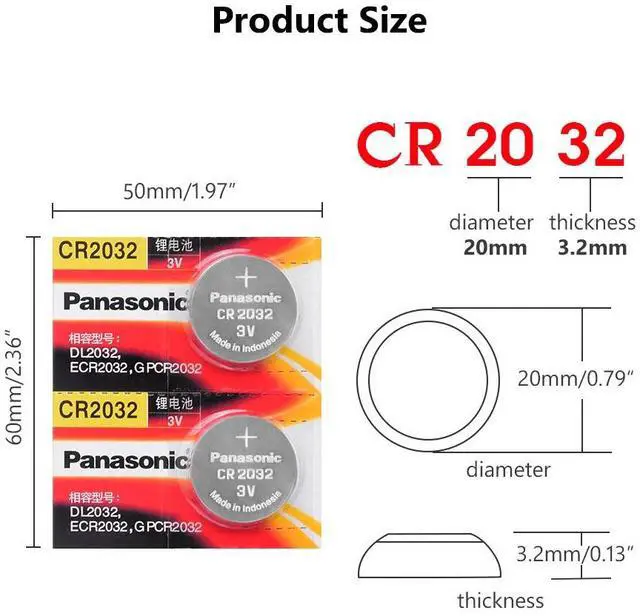 Alt view image 2 of 6 - 2pcs CR2032 CR 2032 Lithum Coin Button Battery ECR2032 KCR2032 BR2032 KL2032 Computer Motherboard Watch Batteries