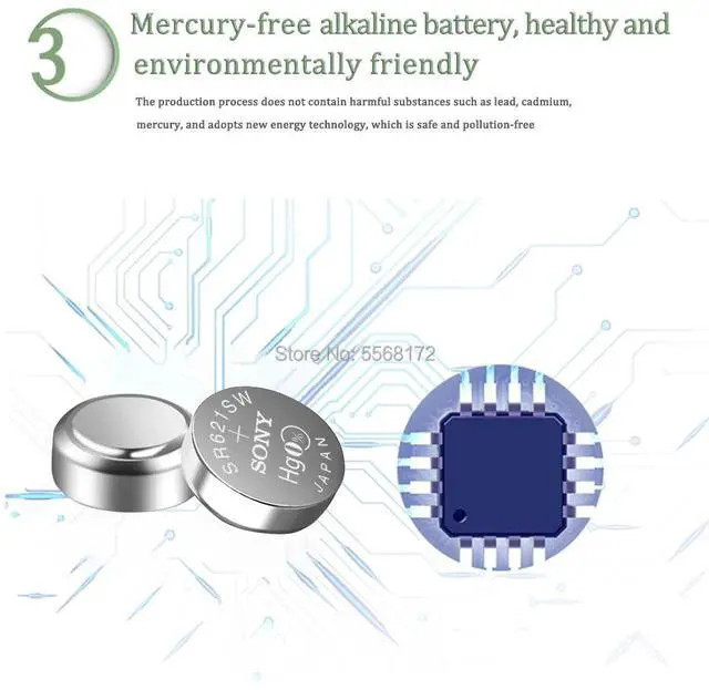 Alt view image 3 of 5 - 20pcs/Lot FOR SONY AG1 364 LR621 164 SR60 SR621SW 1.55V Watch Button Coin Cell Battery Single grain packing