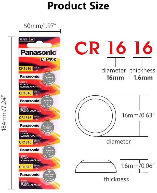 Alt view image 3 of 6 - 2020  5pcs Cr1616 Cr 1616 3v Button Battery Coin Cells DL1616 BR1616 ECR1616 5021LC L11 L28 KCR1616