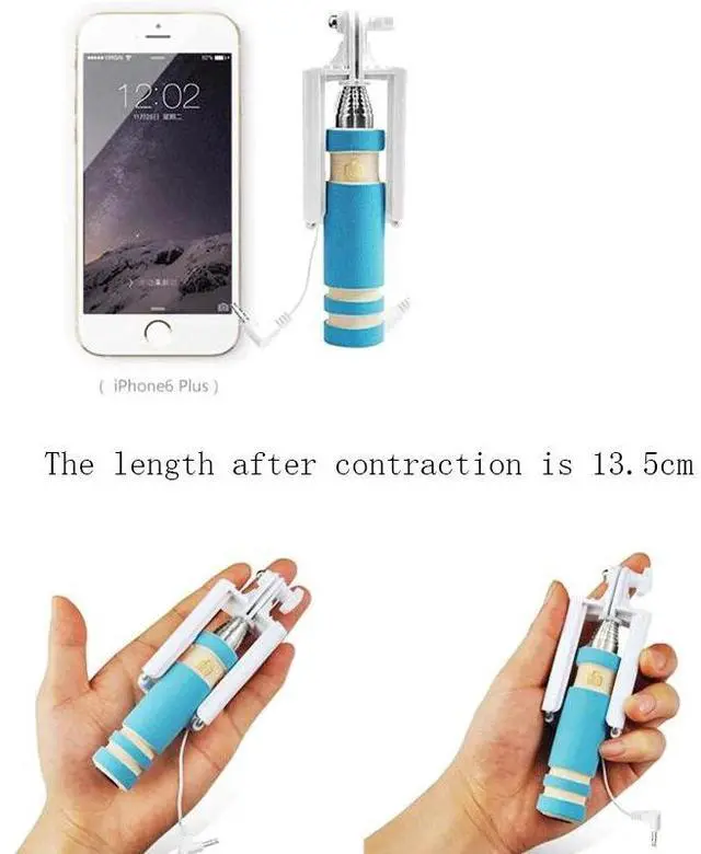 Alt view image 5 of 5 - Hot Sale Mini Selfie Stick with Button Wired Cotton Material Handle Monopod Universal for Mobile Phone