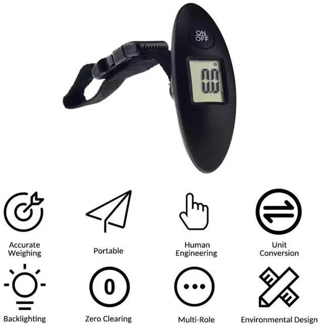 Alt view image 4 of 6 - 1Pc 40kg/100g LCD Digital Electronic Luggage Scale Portable Suitcase Scale Handled Travel Bag Weighting Fish Hook Hanging Scale