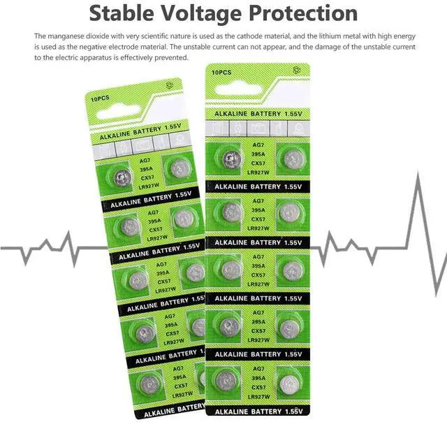 Alt view image 2 of 6 - 10pcs/lot 1.55V AG7 LR927 LR57 395A Cell Coin Alkaline Battery SR927W 399 GR927 For Cholesterol Testing Meters Button Batteries