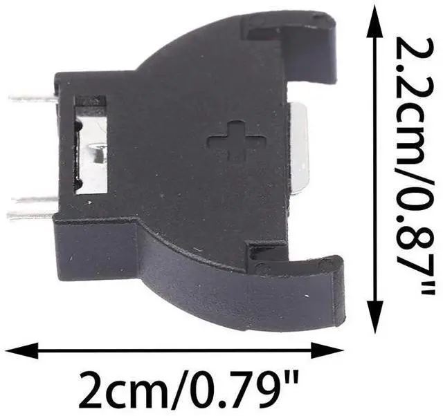 Alt view image 5 of 6 - 10Pcs Black Plastic 3 PINS CR2032 Half-Round Lithium Button Cell Coin Battery Box Holder Case CR 2032 Batteries Holder Socket