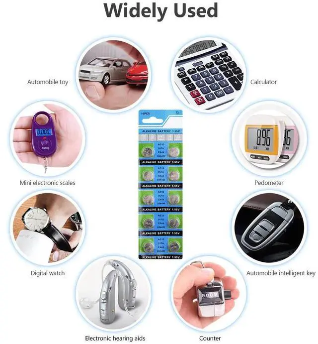 Alt view image 3 of 6 - 20x LR44 A76 AG13 Alkaline Coin Cell S76 S76E SR1154 SR44 SR44SW SB-A9 SG13 SP303 SR44W SR47 V13GA V303 V357 Button Battery