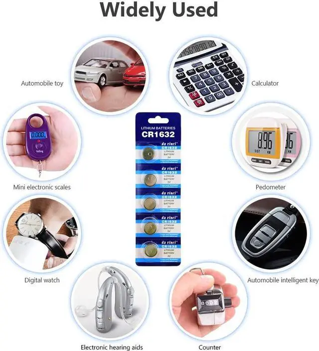 Alt view image 4 of 6 - 10pcs CR1632 Liion Cell 3V Lithium Battery Button Coin Cell 1632 BR1632 ECR1632 DL1632 KCR1632 LM1632 KL1632 L1632 KECR1632