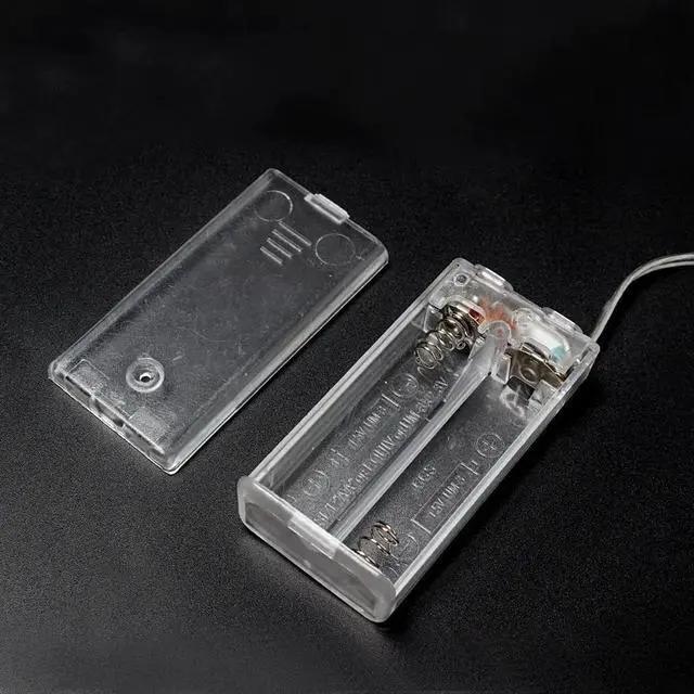 Main image of 1PCS 3V Transparent Battery Box 2xAA Battery Holder With NO/OFF Button Switch &Wire Lead For AA Rechargeable Battery