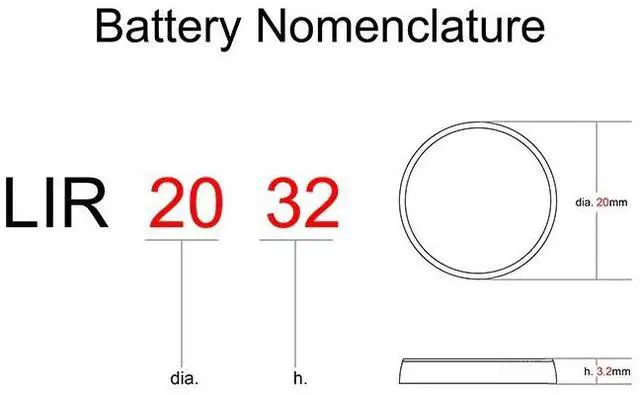 Alt view image 3 of 3 - Li-ion Rechargeable Battery LIR2032 3.6V Lithium Button Coin Cell Watch Batteries LIR 2032 Replaces CR2032/ML2032