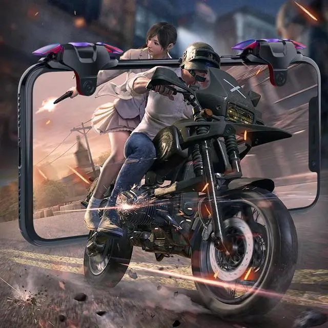 Alt view image 2 of 6 - Phone Mobile Gaming Trigger Fire Button Handle Shooter Game Joysticks Gamepad For PUBG Fire Shooting Aim Key L1R1 Controller