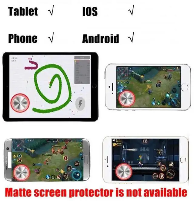 Alt view image 3 of 6 - Round Video Game Controller For Mobile Phone Android Iphone Tablet Rocker Metal Button Controller For PUBG With Suction Cup