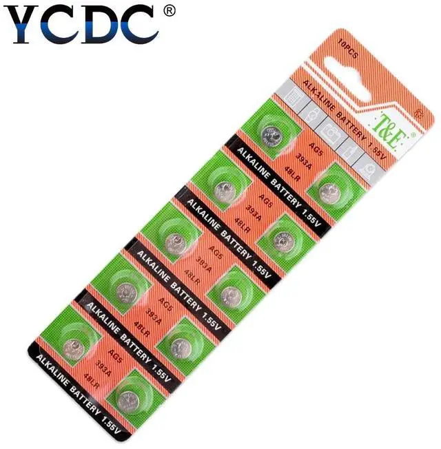 Alt view image 4 of 5 - 20pcs/pack LR754 393 AG5 Button Battery SR754 193 Cell Coin Alkaline Batteries 1.55V 393A 48LR G5A For Watch Toys Remote