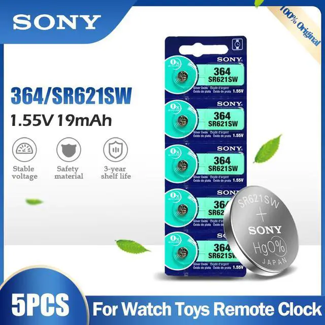 Main image of 5PCS Sony 364 SR621SW AG1 LR621 621 164 531 SR60 LR60 1.55V Silver Oxide Battery For Watch Toy Calculator Meter Button Cell Coin