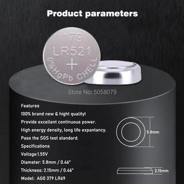 Alt view image 2 of 6 - 20x AG0 Alkaline Button Coin Cell Batteries 379 SR521SW D379 V379 V520 280-59 GP379 SR63 AG0 618 JA LR521 Watch Bateria