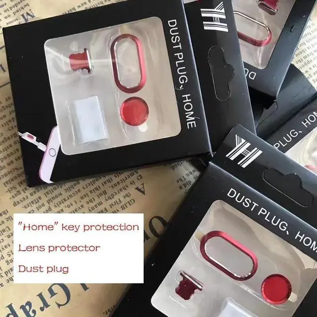 Alt view image 5 of 6 - 4 In 1 Phone Protective Set Touch Id Home Button Sticker & Dust Plug Len Protector for IPhone X 7 8 Plus IPhone7 IPhone8 IPhonex