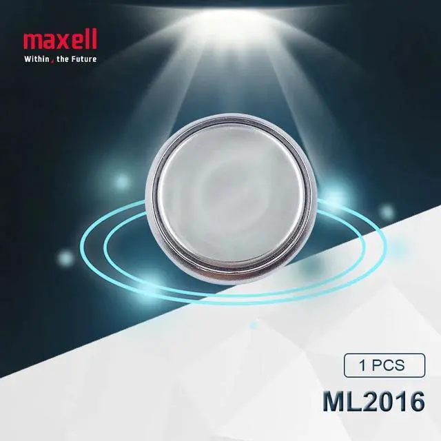 Alt view image 2 of 5 - 2pc Maxell ML2016 ML 2016 3v Li-Ion Lithium Ion Rechargeable Coin Cell Button CMOS RTC Battery Batteries